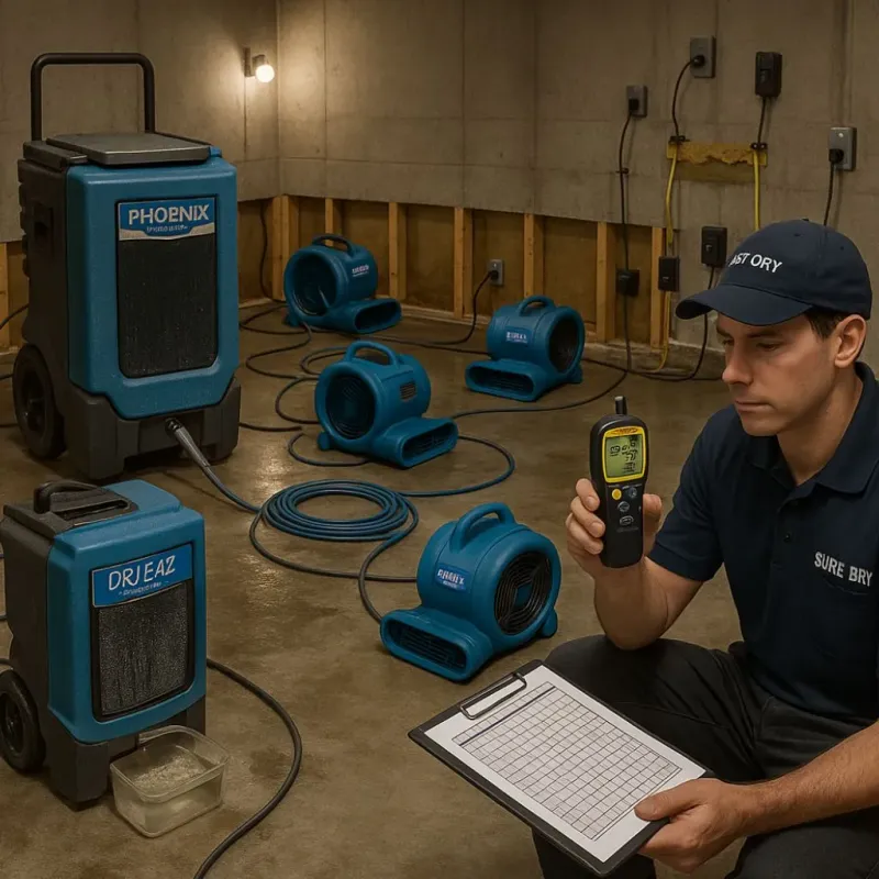 Structural Drying and Dehumidification process in Williamstown, VT